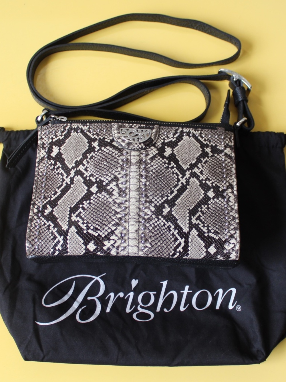 PRISTINE - Brighton Pretty Tough Python Hidden Front Wallet Crossbody Organizer - Picture 7 of 9